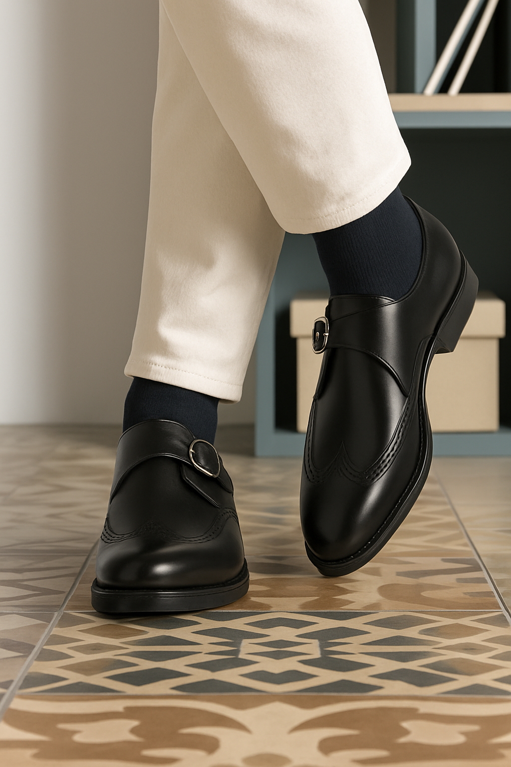靴 ORDER MADE?? box calf single monk shoes Single Monk Box Calf- 5746 – SesseBen LLC