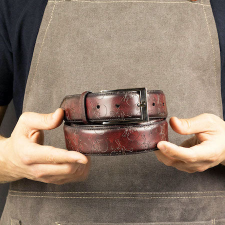 Skull Burgundy Museum Hamptons Belt