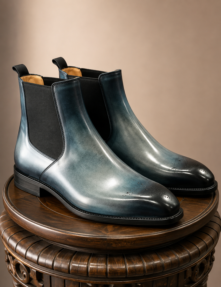 Hand-Painted Goodyear-Welted Chelsea Boots in Full-Grain Calf Leather | MA08