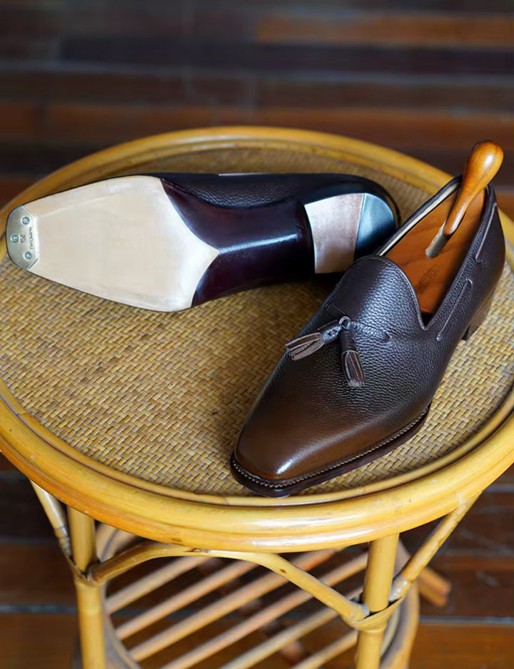 Pebble Grain Calf Tassel Loafers – Handcrafted Luxury