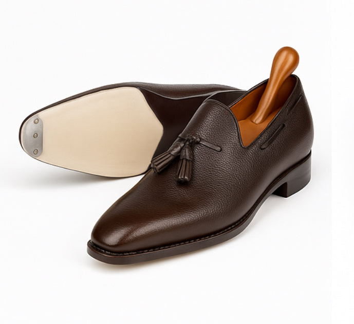 Pebble Grain Calf Tassel Loafers – Handcrafted Luxury