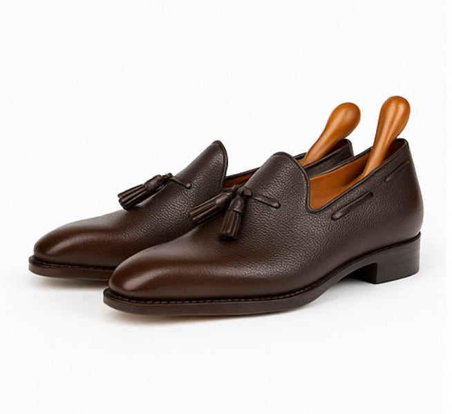 Pebble Grain Calf Tassel Loafers – Handcrafted Luxury