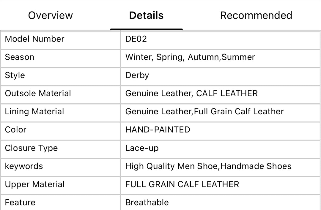 Hand-Painted Goodyear-Welted Derby DE02