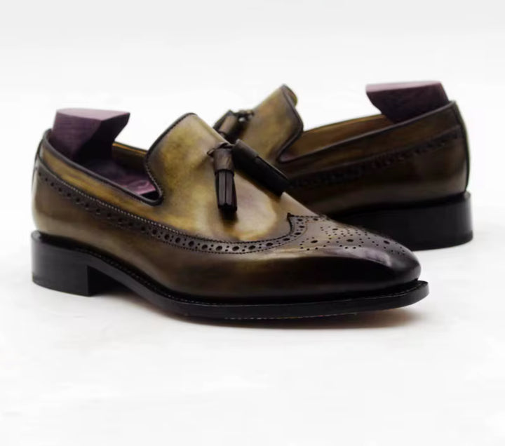 Hand-Painted Goodyear-Welted Loafers — Full-Grain Calf Leather LO218