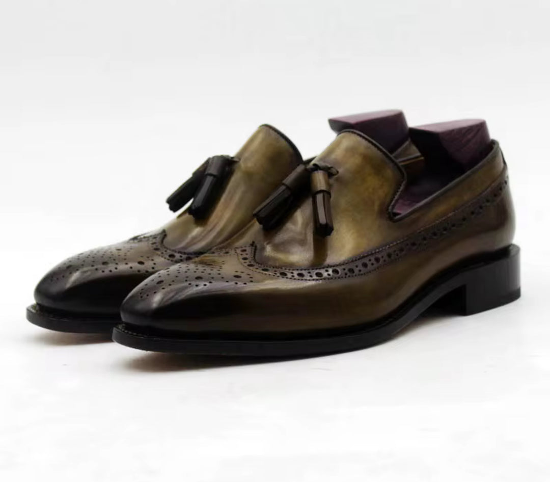 Hand-Painted Goodyear-Welted Loafers — Full-Grain Calf Leather LO218