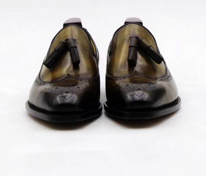 Hand-Painted Goodyear-Welted Loafers — Full-Grain Calf Leather LO218