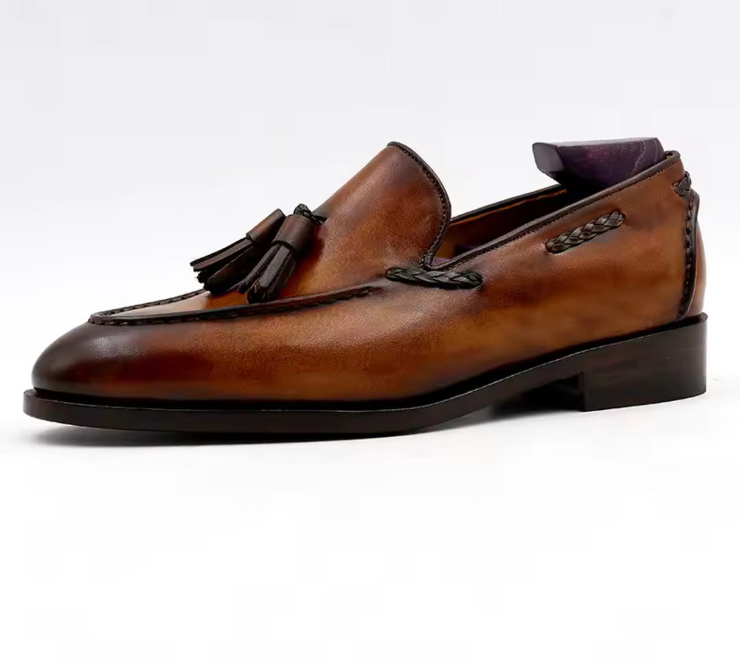 Hand-Painted Blake-Stitched Loafers — Full-Grain Calf Leather LO00