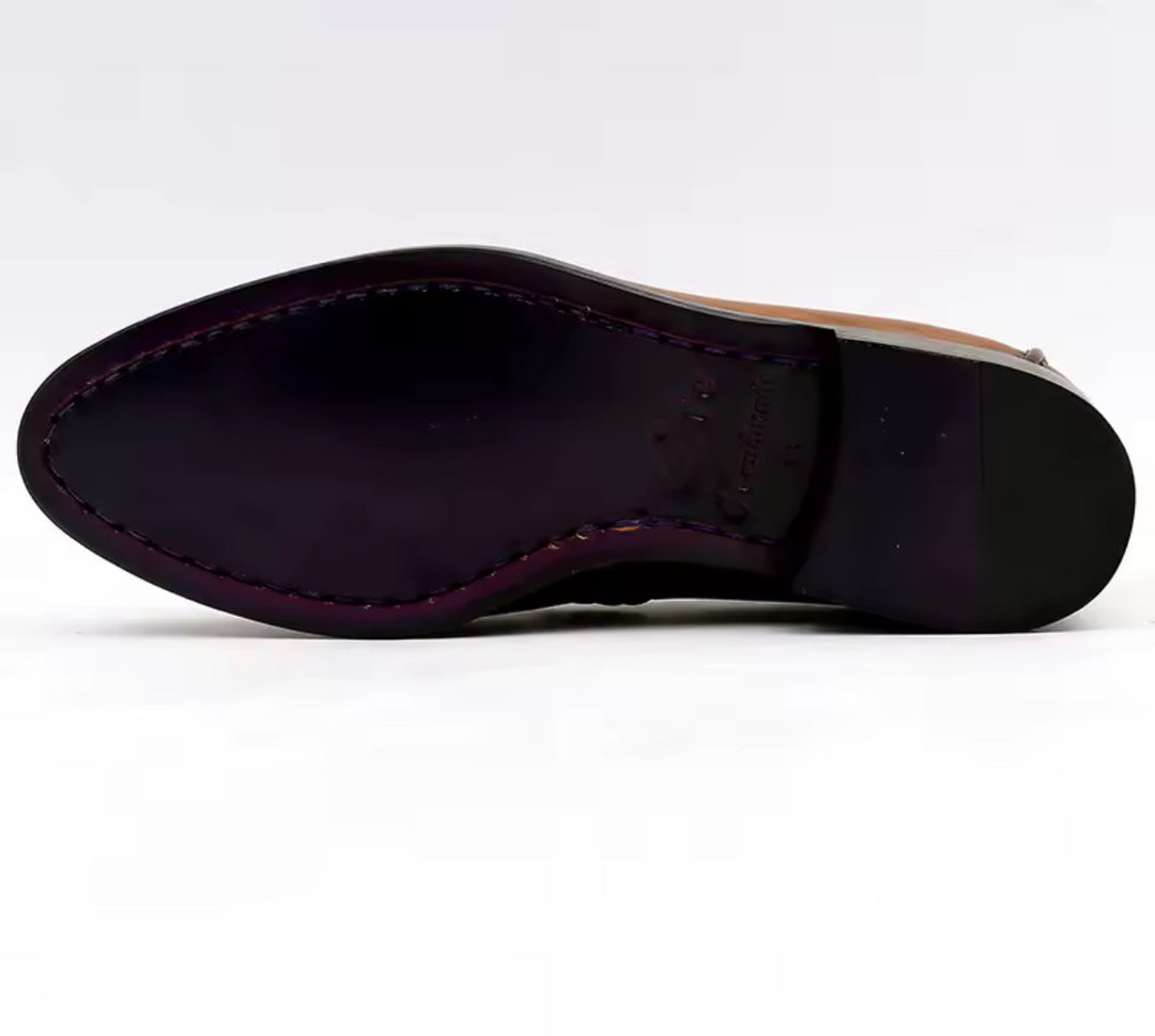 Hand-Painted Blake-Stitched Loafers — Full-Grain Calf Leather LO00