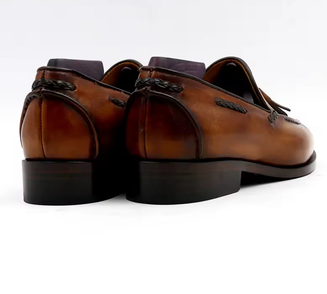 Hand-Painted Blake-Stitched Loafers — Full-Grain Calf Leather LO00