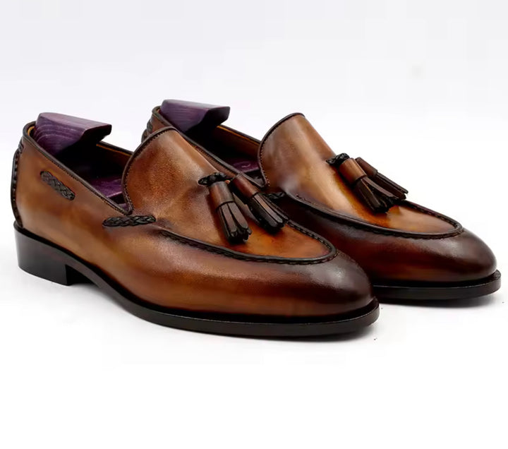 Hand-Painted Blake-Stitched Loafers — Full-Grain Calf Leather LO00