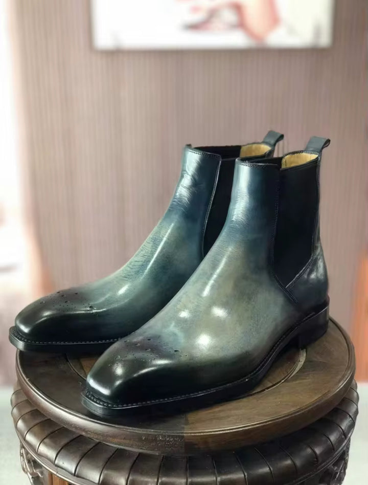 Hand-Painted Goodyear-Welted Chelsea Boots in Full-Grain Calf Leather | MA08