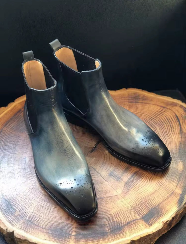 Hand-Painted Goodyear-Welted Chelsea Boots in Full-Grain Calf Leather | MA08