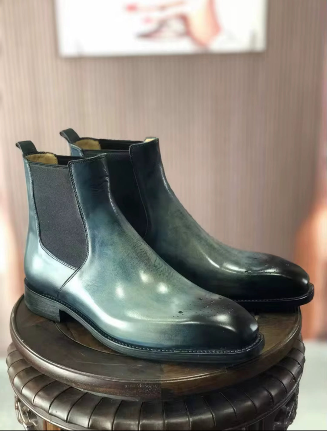 Hand-Painted Goodyear-Welted Chelsea Boots in Full-Grain Calf Leather | MA08