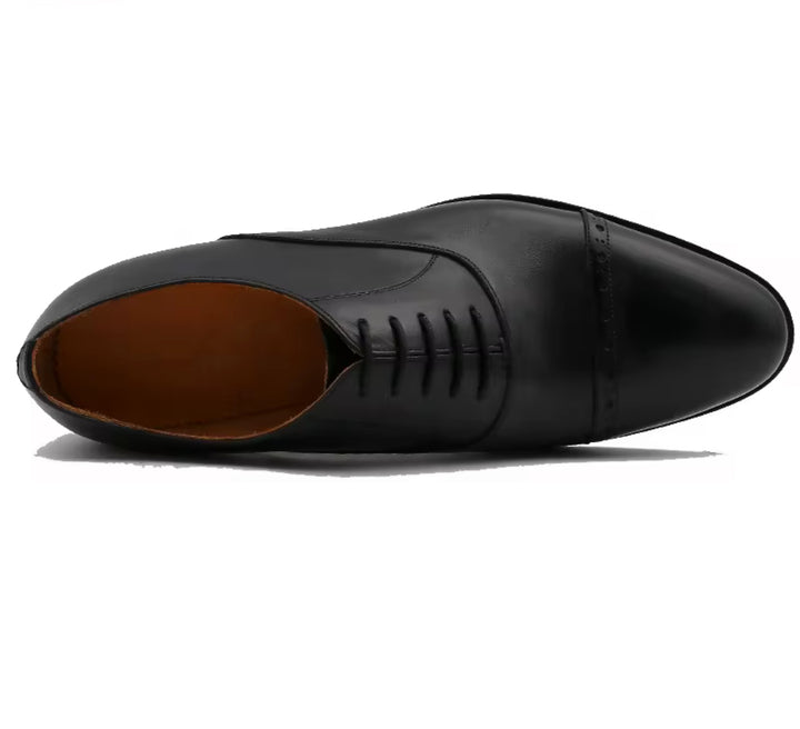 Handcrafted Black Oxford Shoes – Full-Grain Calf Leather, Italian Leather Sole (Blake Stitched)