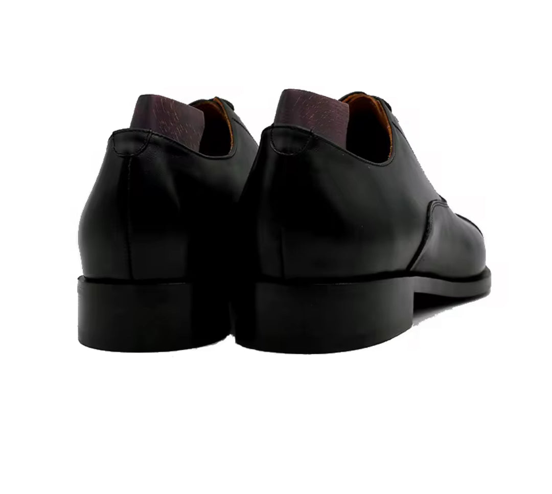 Handcrafted Black Oxford Shoes – Full-Grain Calf Leather, Italian Leather Sole (Blake Stitched)