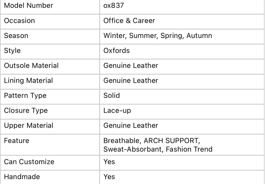 Handcrafted Oxford Shoes for Men – Genuine Leather, Breathable Arch Support Dress Shoes