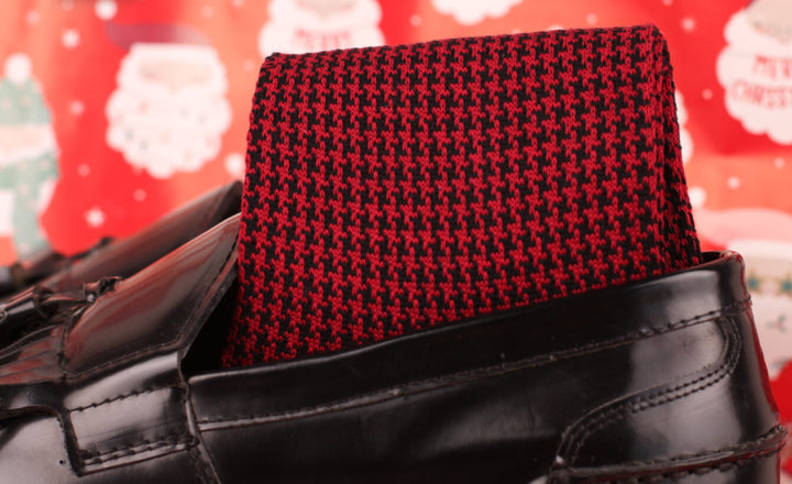 Black Red Socks for Men – Houndstooth Pattern