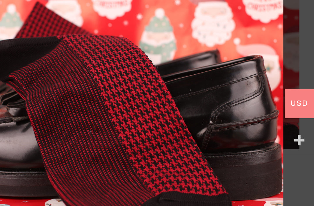 Black Red Socks for Men – Houndstooth Pattern