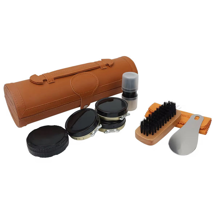 Portable Leather Shoe Care Kit – Complete 9-Piece Set for Premium Shoe Maintenance