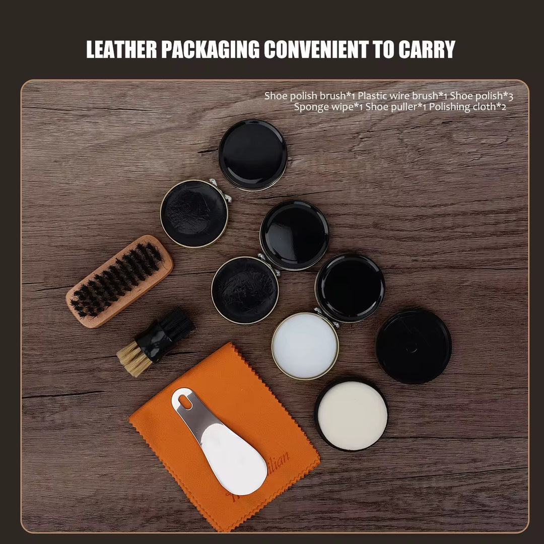 Portable Leather Shoe Care Kit – Complete 9-Piece Set for Premium Shoe Maintenance